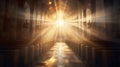 Heavenly Illumination: Divine Light Rays in a Church Symbolizing Grace and Truth. Generative ai