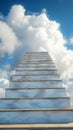 Heavenly progression White ladder implies success against the sky backdrop