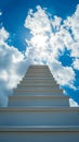 Heavenly progression White ladder implies success against the sky backdrop