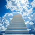 Heavenly progression White ladder implies success against the sky backdrop