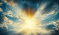 Heavenly Rays of Sunlight Bursting Through Clouds Royalty Free Stock Photo