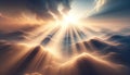 Heavenly Sunbeams Breaking Through Clouds, AI Generated