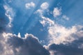 Heavenly sunrays through clouds, wallpaper for desktop