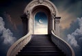 Heavens gate to heaven end of life. Stairway to Heaven. Religious background. Generate Ai.