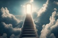 Heavens ladder of clouds. skies high stairs concept Background in religion Royalty Free Stock Photo