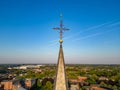 Heavenward: Church Spire and Cross Against the Sky Royalty Free Stock Photo