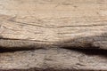 Wooden heavily abraded threshold of the old house, top view