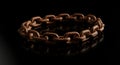 A heavily rusted metal chain forms a circular shape on a dark reflective surface Royalty Free Stock Photo