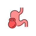 Heaviness in the stomach icon. Bloating vector illustration. Editable stroke.
