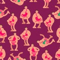 Heaviness in stomach pattern seamless. bloating background. nausea texture. Sick belly ornament. vector illustration