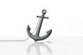 A heavy anchor with a broken chain on a white background. Space for text. Royalty Free Stock Photo