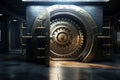 Heavy Bank vault steel open door. Generate Ai