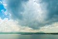 heavy black cloud over the beautiful lake Sevan in Armenia, picturesque summer Royalty Free Stock Photo