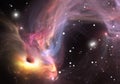 Heavy black hole absorbing gas and dust from around
