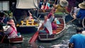 Heavy Boat Traffic In Thai Floating Market