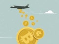 Heavy bomber dropping bitcoin/ cryptocurrency, cryptocurrency popularity