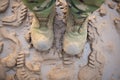 heavy boot imprint in soft mud, detailed Royalty Free Stock Photo