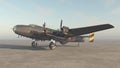 Heavy British bomber of World War II on an airfield