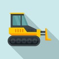 Heavy bulldozer icon, flat style