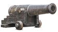 Heavy Cast Iron Fortification Smoothbore Carronade Mounted On Garrison Carriage Isolated On White Background Royalty Free Stock Photo