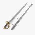 Heavy Cavalry Sabre with Sheath on white. 3D illustration