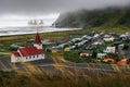 Heavy clouds over the village of Vik i Myrdal in Iceland Royalty Free Stock Photo