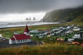 Heavy clouds over the village of Vik i Myrdal in Iceland Royalty Free Stock Photo