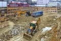 Heavy construction equipment working at the construction site Royalty Free Stock Photo