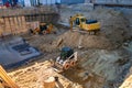 Heavy construction equipment working at the construction site Royalty Free Stock Photo