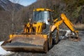 Heavy construction loader bulldozer on the side of the road Royalty Free Stock Photo