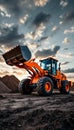 Heavy Construction Loader at Sunset on Worksite Royalty Free Stock Photo