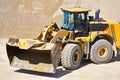 Heavy construction machine in open-cast mining - wheel loader tr Royalty Free Stock Photo