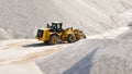 Heavy construction machine in open-cast mining - wheel loader tr Royalty Free Stock Photo