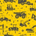 Heavy construction machines seamless pattern