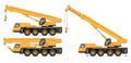 Heavy crane truck side view realistic vector illustration