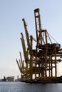 Heavy cranes on shipyard