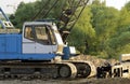 Heavy crawler crane at the construction site for the of road transport interchanges in Moscow