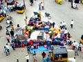 Heavy crowd Charminar and surrounding shopping area , view from charminar Hyderabad