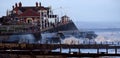 Heavy dangerous sea at Hornsea, Yorkshire. Royalty Free Stock Photo