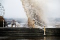 Heavy dangerous seas at Bridlington in east Yorkshire, UK. Royalty Free Stock Photo