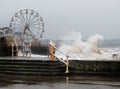 Heavy dangerous seas at Bridlington in east Yorkshire, UK. Royalty Free Stock Photo