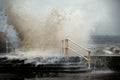 Heavy dangerous seas at Bridlington in east Yorkshire, UK. Royalty Free Stock Photo