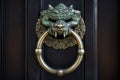 Heavy Decorated handle knocker. Generate Ai Royalty Free Stock Photo