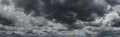 Heavy dense rain clouds formation, panorama Royalty Free Stock Photo
