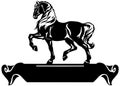 Heavy draft horse in profile. Silhouette Royalty Free Stock Photo