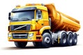 heavy dump truck lorry tipper yellow construction equipment isolated on white background