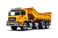 heavy dump truck lorry tipper yellow construction equipment isolated on white background