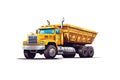 heavy dump truck lorry tipper yellow construction equipment isolated on white background