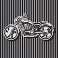 Heavy duty biker motorcycle, W-shaped motor, vector image