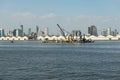 Heavy duty bucket of the dredging platform Royalty Free Stock Photo